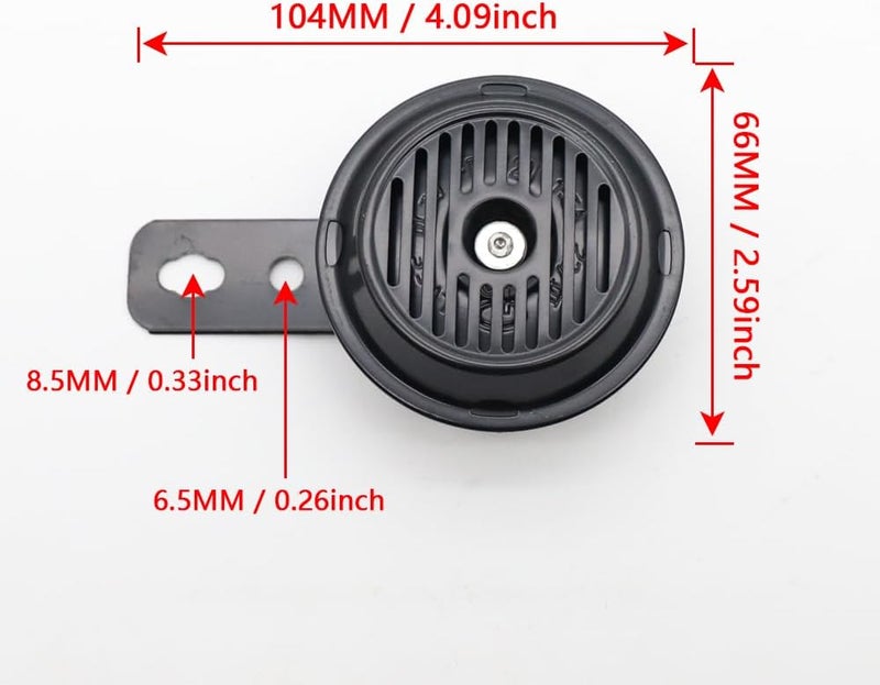 LVEE بوق دراجة نارية عالمي DL70 مقاوم للماء دائري عالي الصوت 12V 1.5A 105db بوق كهربائي صغير للدراجات النارية ATV سكوتر UTV دراجة ترابية ebike (لوحة أفقية سوداء) - Image 4